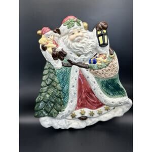 Vintage 1994 Fitz & Floyd Omnibus European Santa Snack Plate Platter